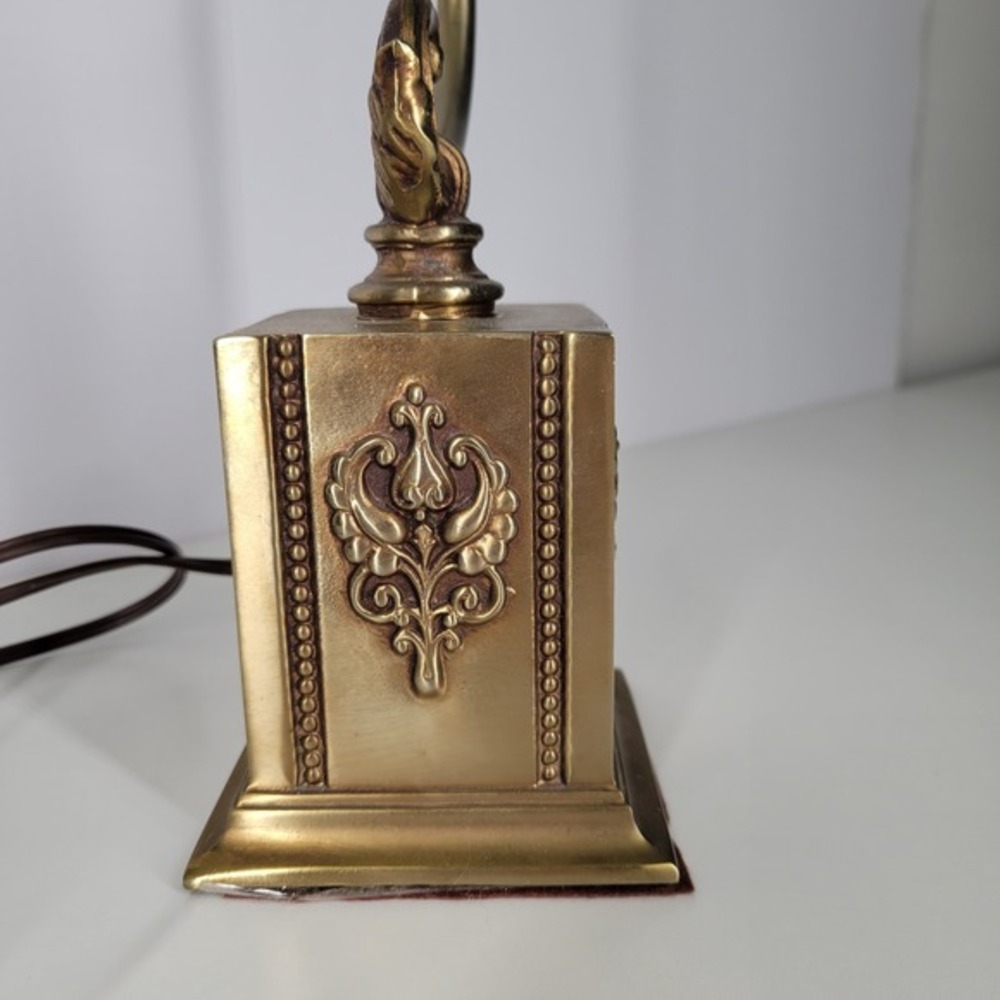 Vintage Brass‎ Lamp Bankers Piano Desk Adjustable head Ornate Base MCM - Picture 4 of 11